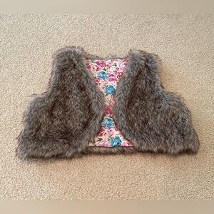 Faux Fur Vest w/ Floral Lining - Toddler - Size: Small 4